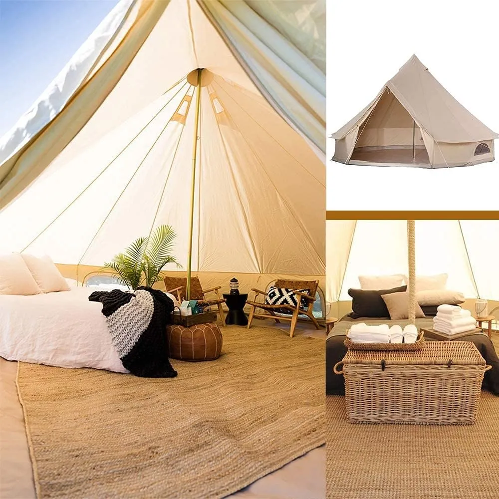 Pyramid Tent Tipi Indian Tent with Sun Shelter 3-4 People Family Tent Outdoor Camping Cotton Tent Luxury Yurt Tent for Mountaineering Hiking Camping