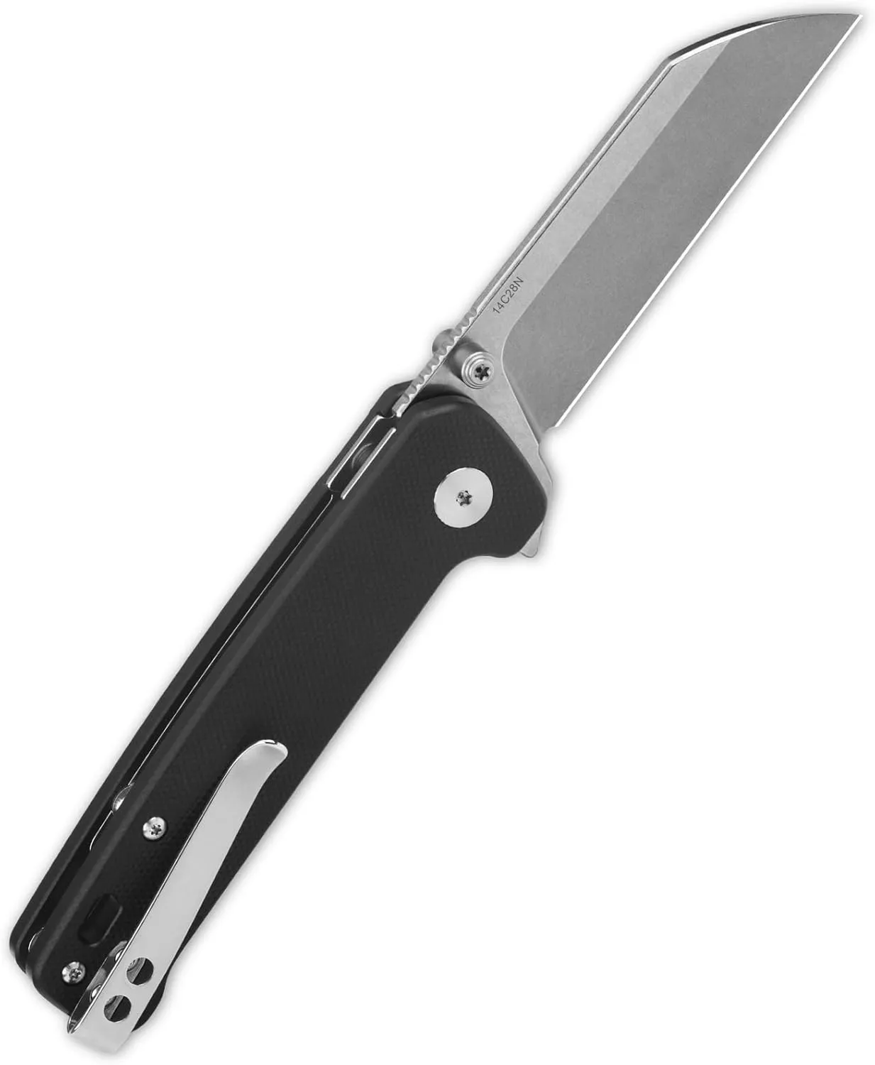 QSP KNIFE Penguin Button Lock Pocket Knife 14C28N Blade goes with G10 and Micarta Handle (stonewashed blade,black G-10 handle)