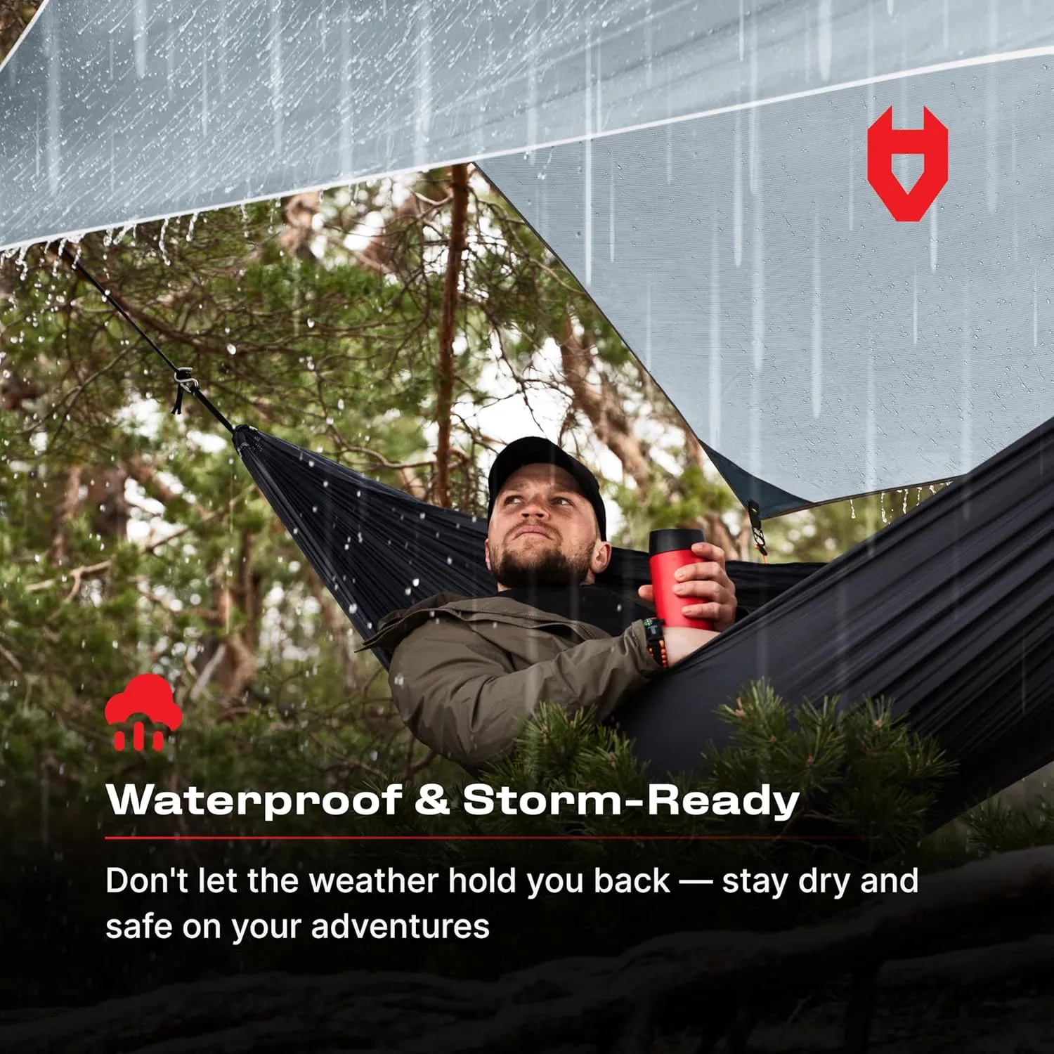 Rain Fly12x10 Lightweight Survival Camping Tarp; 100% Waterproof; Makes a Great Backpacking Tarp or Hammock Shelter; Comes in Multiple Colors, Survival Bracelet Included; Grey
