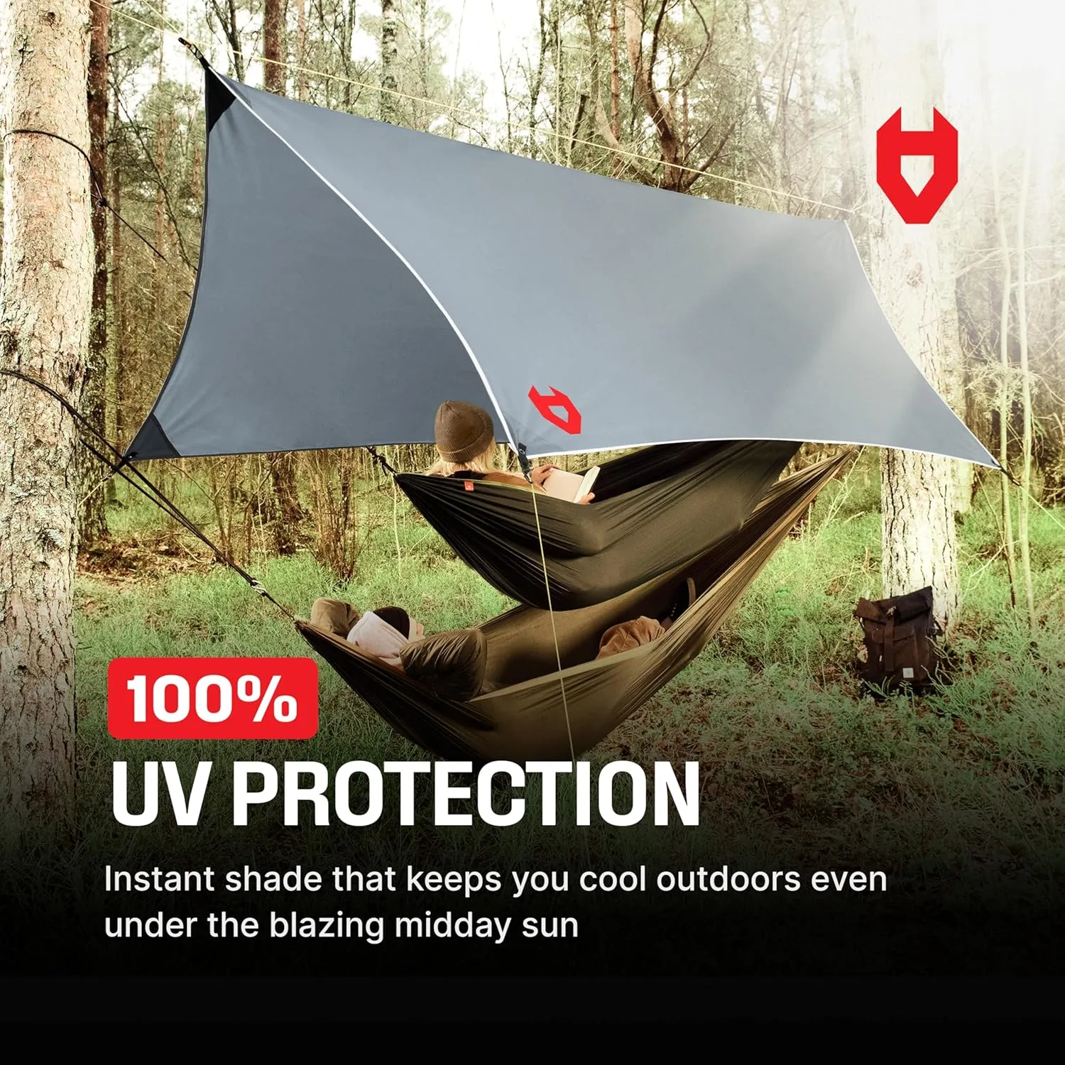 Rain Fly12x10 Lightweight Survival Camping Tarp; 100% Waterproof; Makes a Great Backpacking Tarp or Hammock Shelter; Comes in Multiple Colors, Survival Bracelet Included; Grey