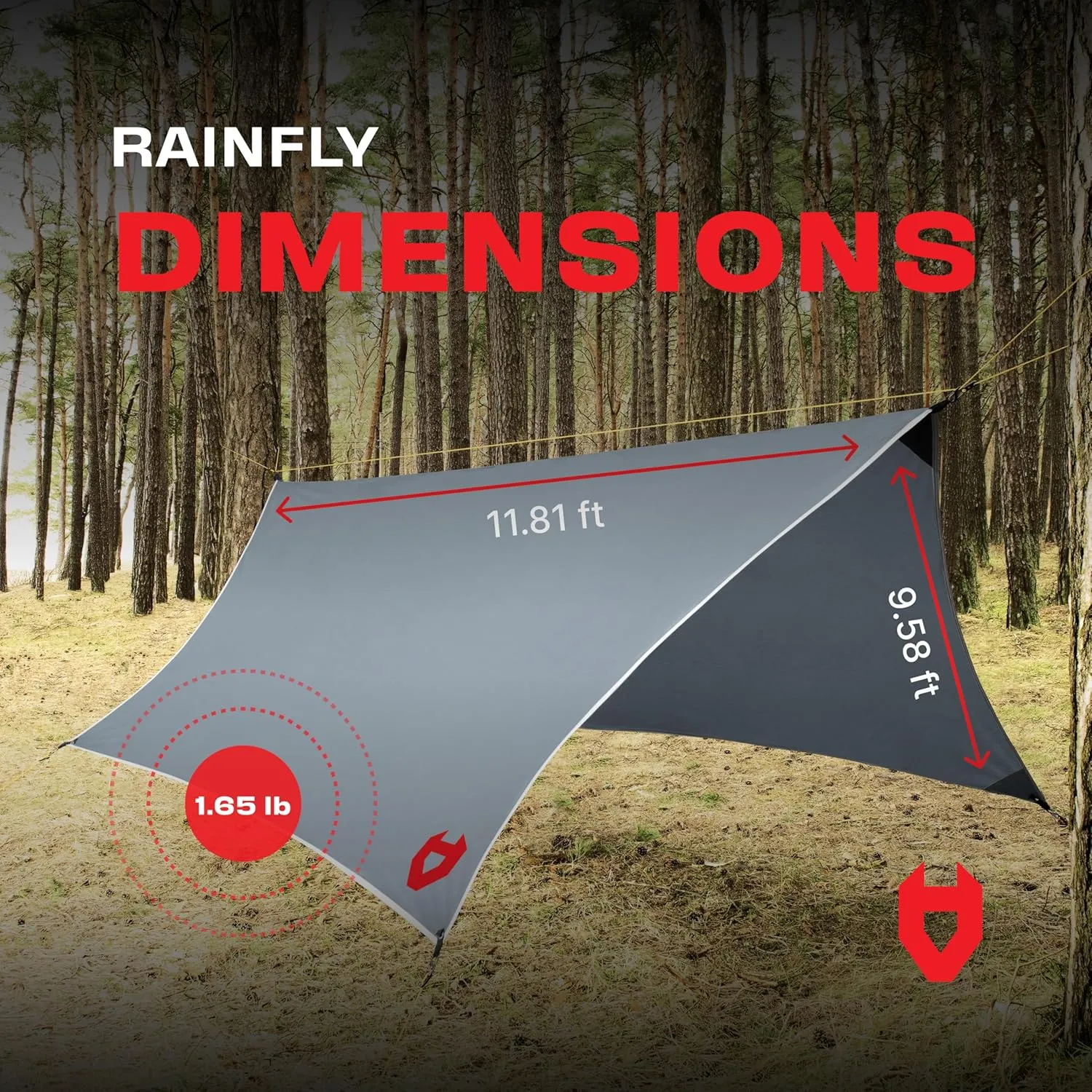 Rain Fly12x10 Lightweight Survival Camping Tarp; 100% Waterproof; Makes a Great Backpacking Tarp or Hammock Shelter; Comes in Multiple Colors, Survival Bracelet Included; Grey