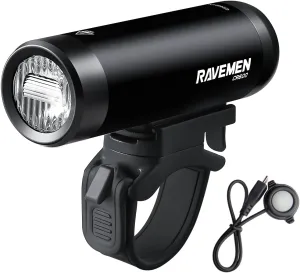 RAVEMEN 600 Lumens Bike Front Light with Wired Remote Switch Anti-Glare Beam 6 Brightness Levels 125 Meters Max Range, CR600 IPX6 Waterproof Bike Headlight for Road Urban Cyclists