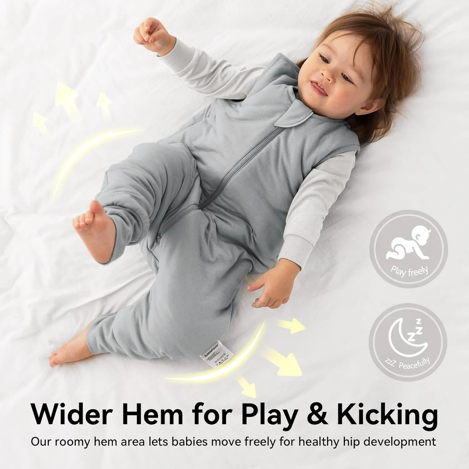 Rayon Made From Bamboo Sleep Sack 12-24 Months 1.0 Tog Ultra Soft Toddler Sleep Sack 1t-2t with Feet 2-Way Zipper Unisex Baby Sleeping Bag with Legs Baby Wearable Blanket (2 Pack)-Blue & Gray