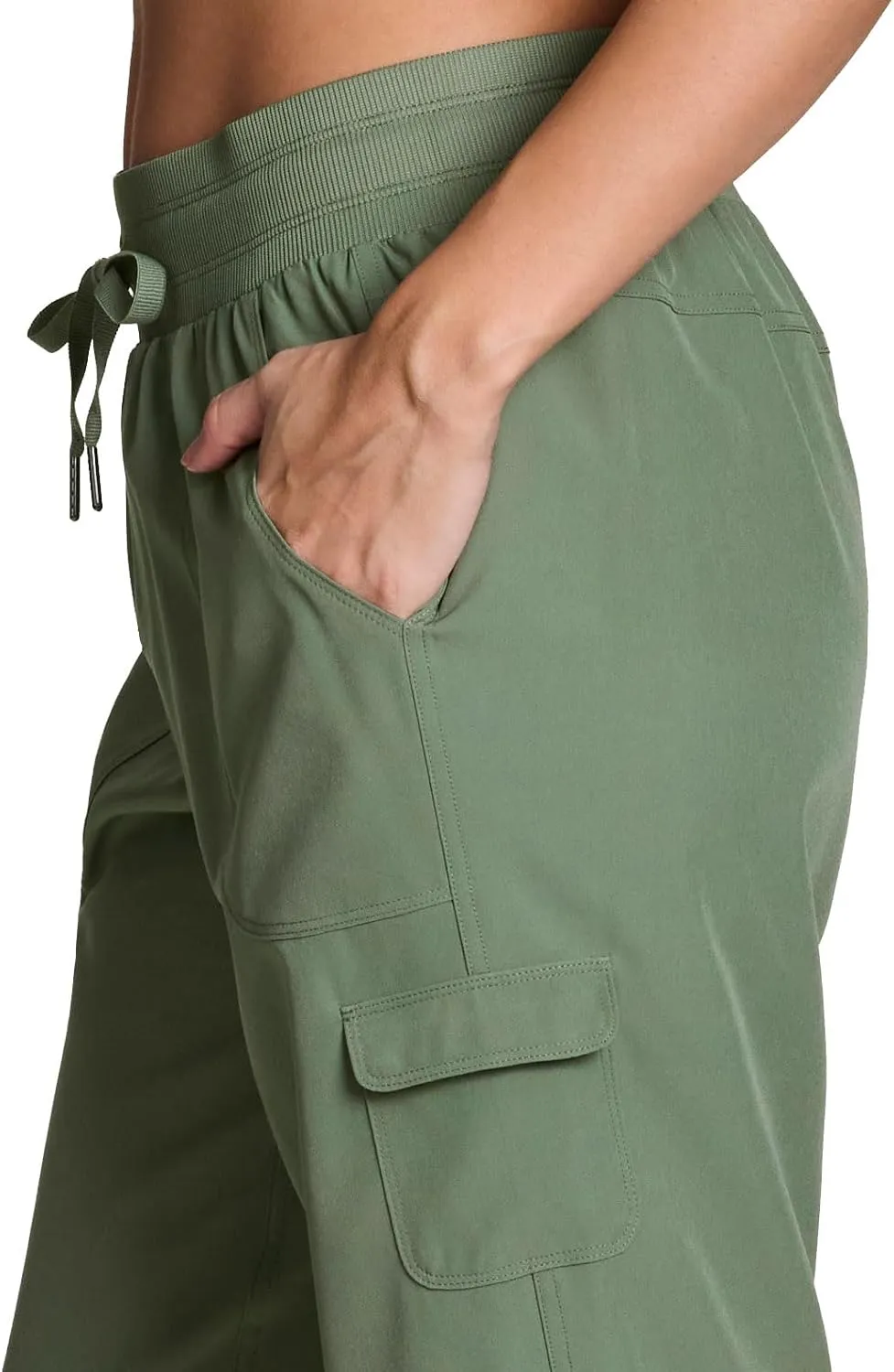 RBX Active Women's Cargo Capri Pant with Pockets Fashion Lightweight Woven with Drawstring