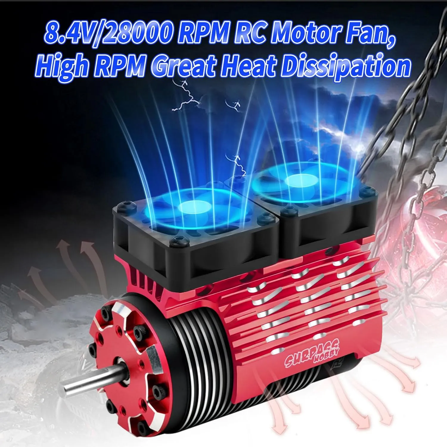 RC Dual 30mm Motor Cooling Fans with Metal Heatsink for 1/8 RC Car, 4068 4076 4082 4092 Brushless Motor, 27000 RPM, 1.18 L/s Airflow, RC Fan, Cooling Fan