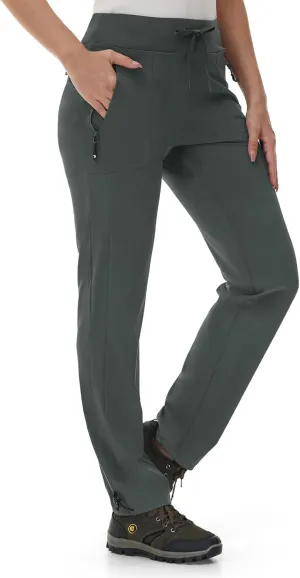 Rdruko Women's Hiking Pants Quick Dry Lightweight Water Resistant Outdoor Pants Athletic Joggers with Zipper Pockets