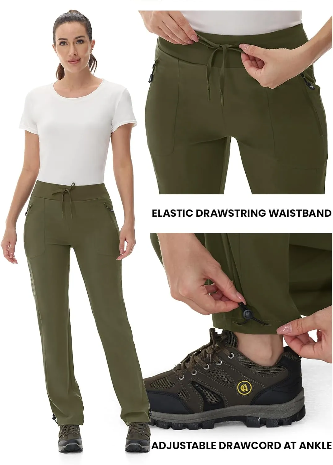 Rdruko Women's Hiking Pants Quick Dry Lightweight Water Resistant Outdoor Pants Athletic Joggers with Zipper Pockets