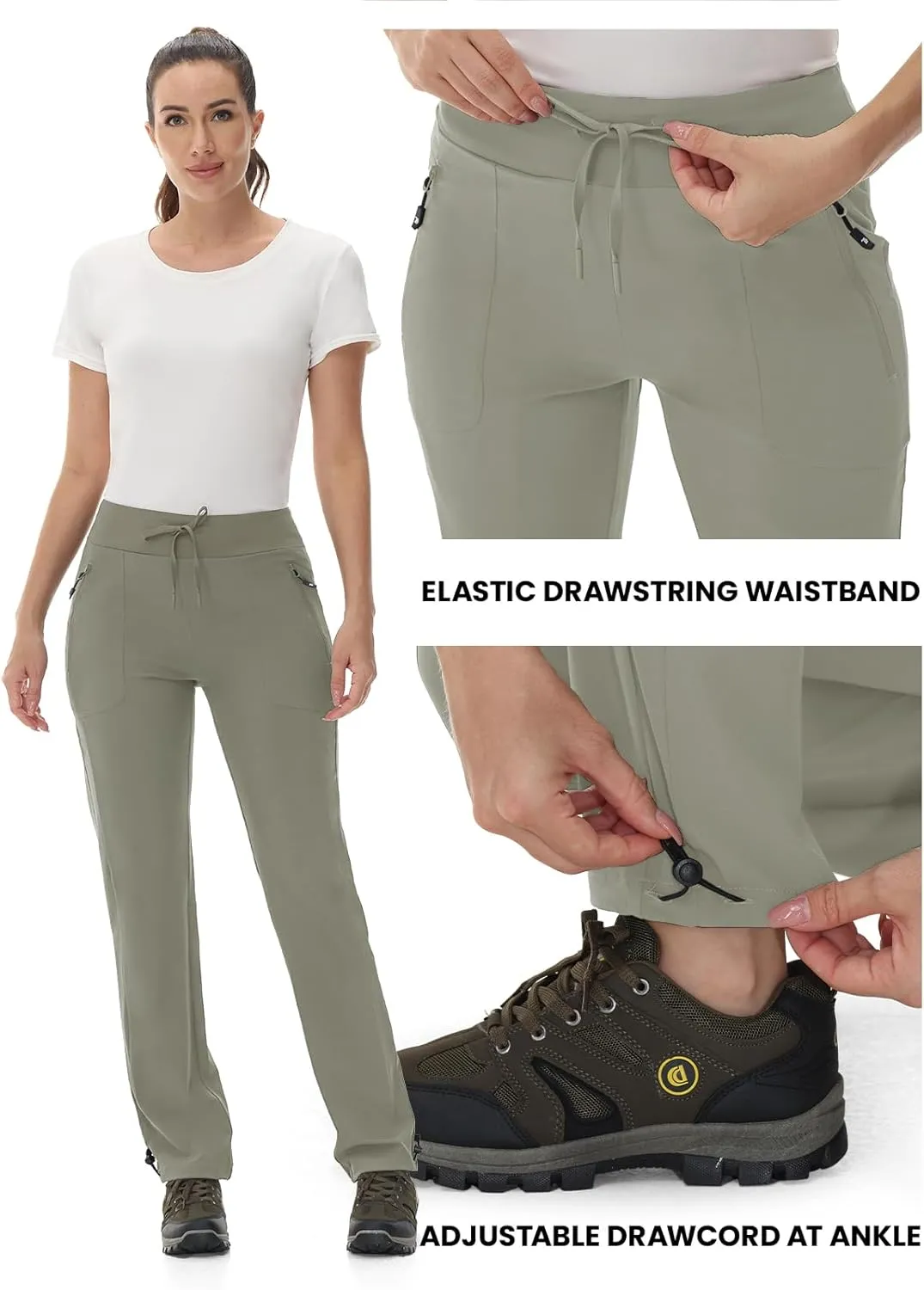 Rdruko Women's Hiking Pants Quick Dry Lightweight Water Resistant Outdoor Pants Athletic Joggers with Zipper Pockets