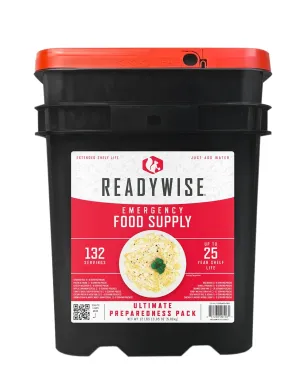 READYWISE - Emergency Food Supply, 132 Servings, 1 Bucket, Freeze-Dried, MRE, Survival and Adventure Essentials for Camping, Hiking & Emergencies, Individually Packaged, Up to 25 Year Shelf Life