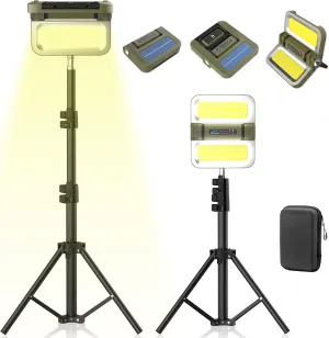 Rechargeable Camping Light with Solar Charging & Magnet,0.73lbs, 5000mAh Battery with 3.94 ft Stand, 2400 Lumens Cordless Outdoor Lamp, Dimmable Light for Emergency, Camping, Hiking