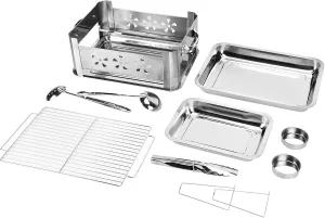 Rectangular Stainless Steel Barbecue Grill with Carrying Handles, EasytoOperate Charcoal Grill for Camping, Backpacking, and Picnics (Pull-out and breathable version)