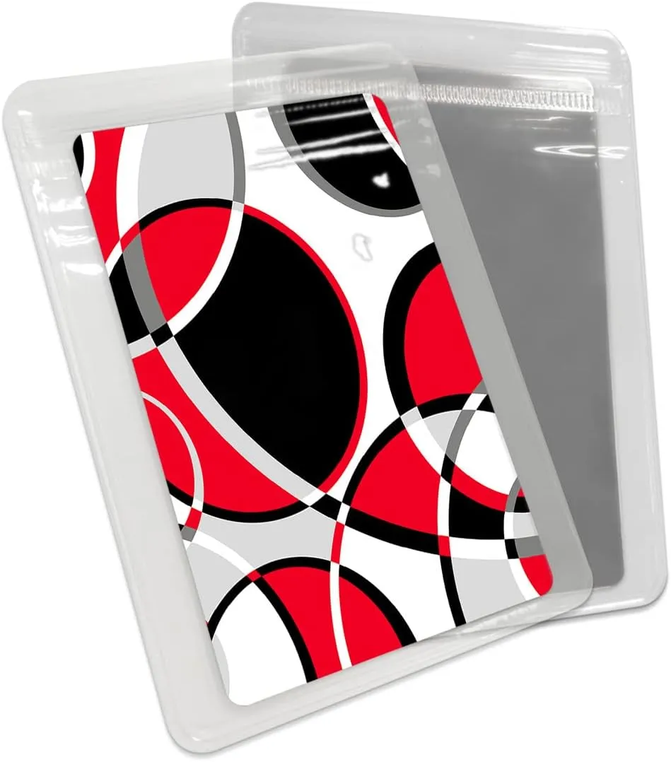 Red Black Geometric Small Compact Mirror for Purse, Abstract Round Modern Art Travel Makeup Mirror for Women Men, Rectangular Handheld Compact Pocket Mirror 2 PCS