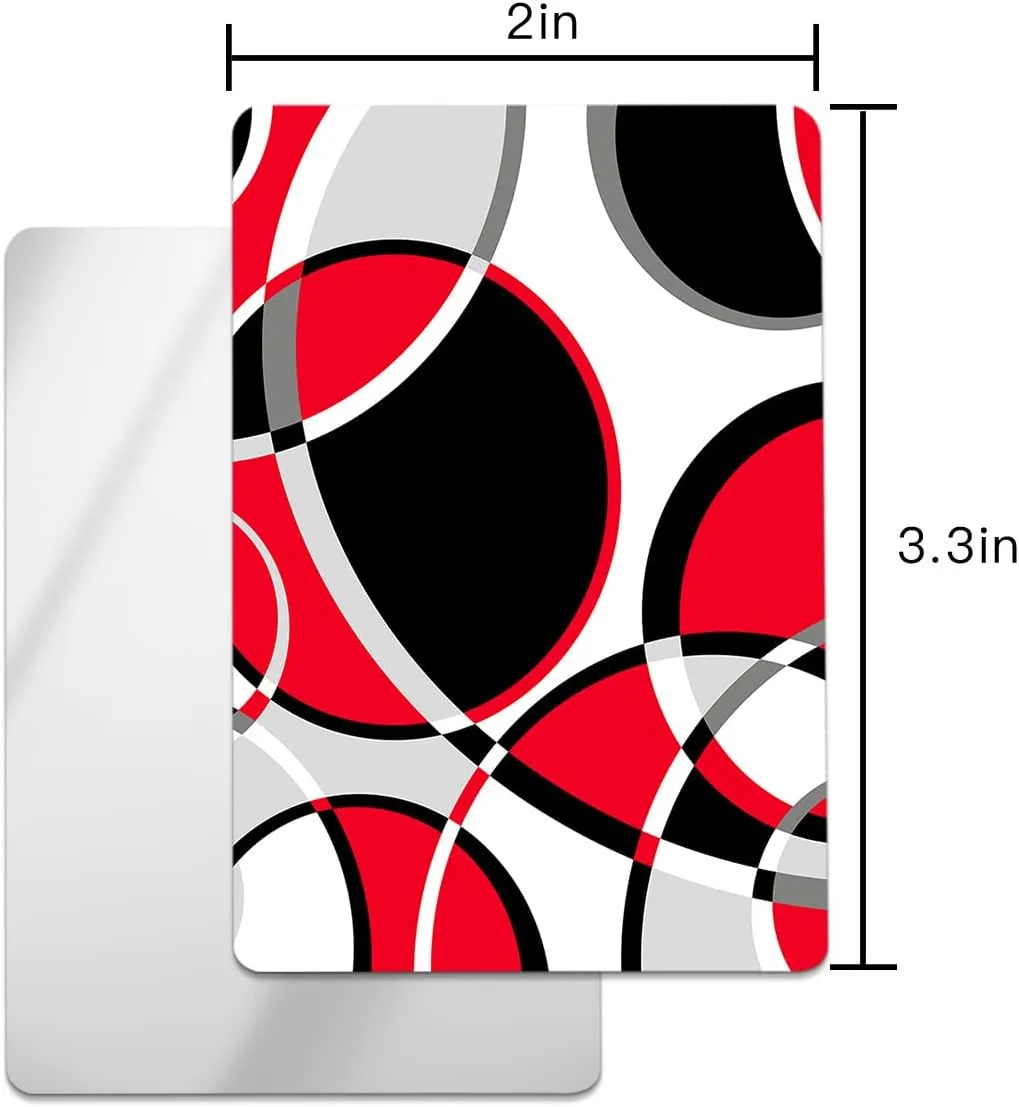 Red Black Geometric Small Compact Mirror for Purse, Abstract Round Modern Art Travel Makeup Mirror for Women Men, Rectangular Handheld Compact Pocket Mirror 2 PCS