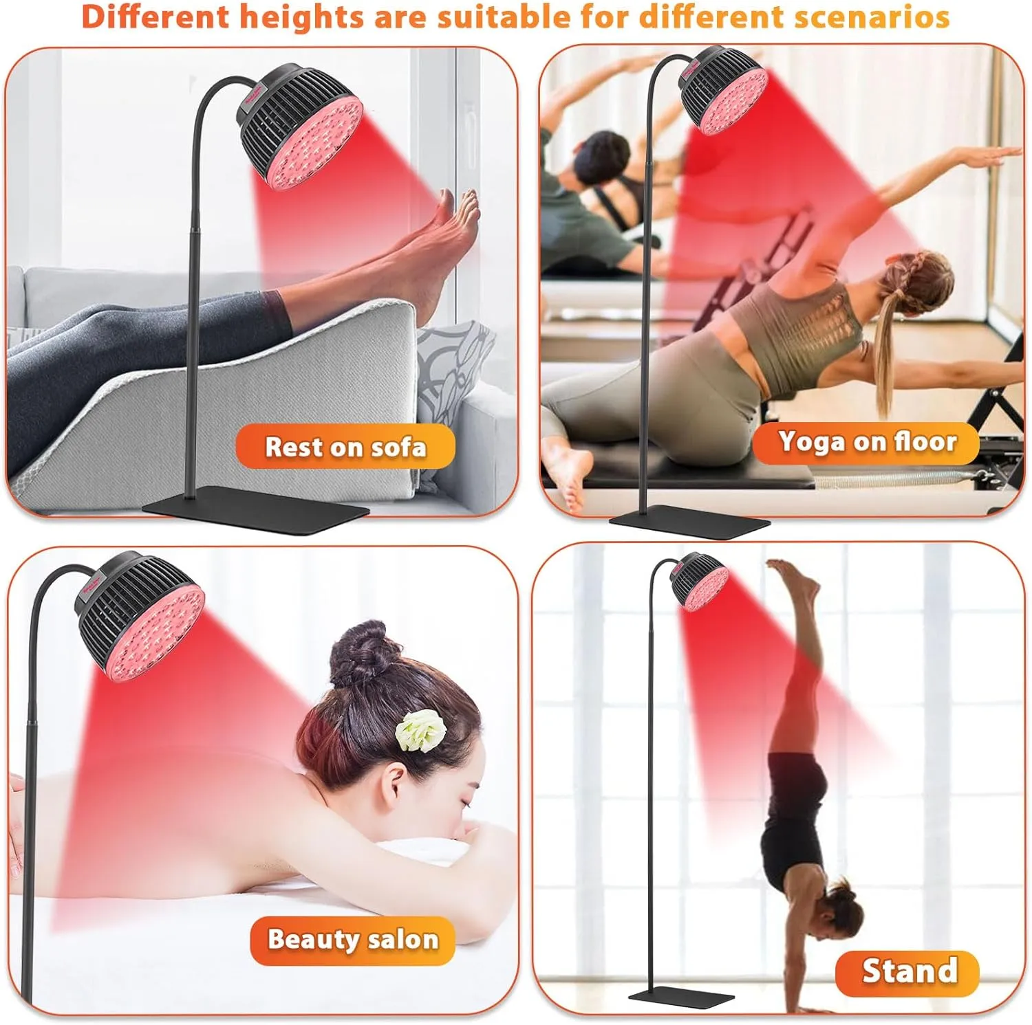 Red Light Therapy Lamp- 660nm Red Light,850nm & 940nm Infrared Light Therapy with Height Adjustable Stand,Timer with Digital Display - Effective for Body Pain and Skin Vitality（B40）