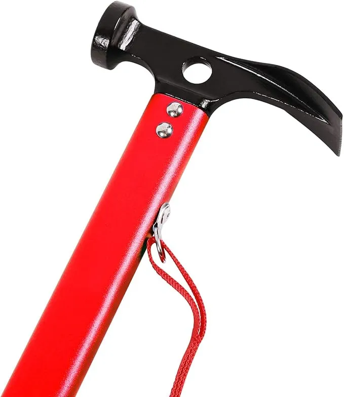 REDCAMP Aluminum Camping Hammer with Hook, 12" Portable Lightweight Multi-Functional Tent Stake Hammer for Outdoor,Black/Red/Orange/Blue