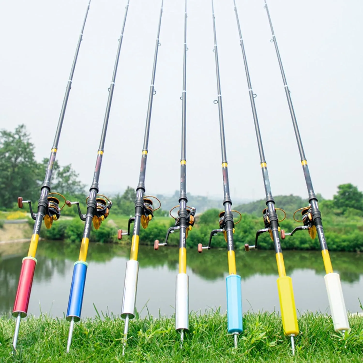 Removable Fish Rod Stand Holder Plug Insert Ground Adjustable Lightweight Fishing Ground Rod Bracket for Hiking Camping