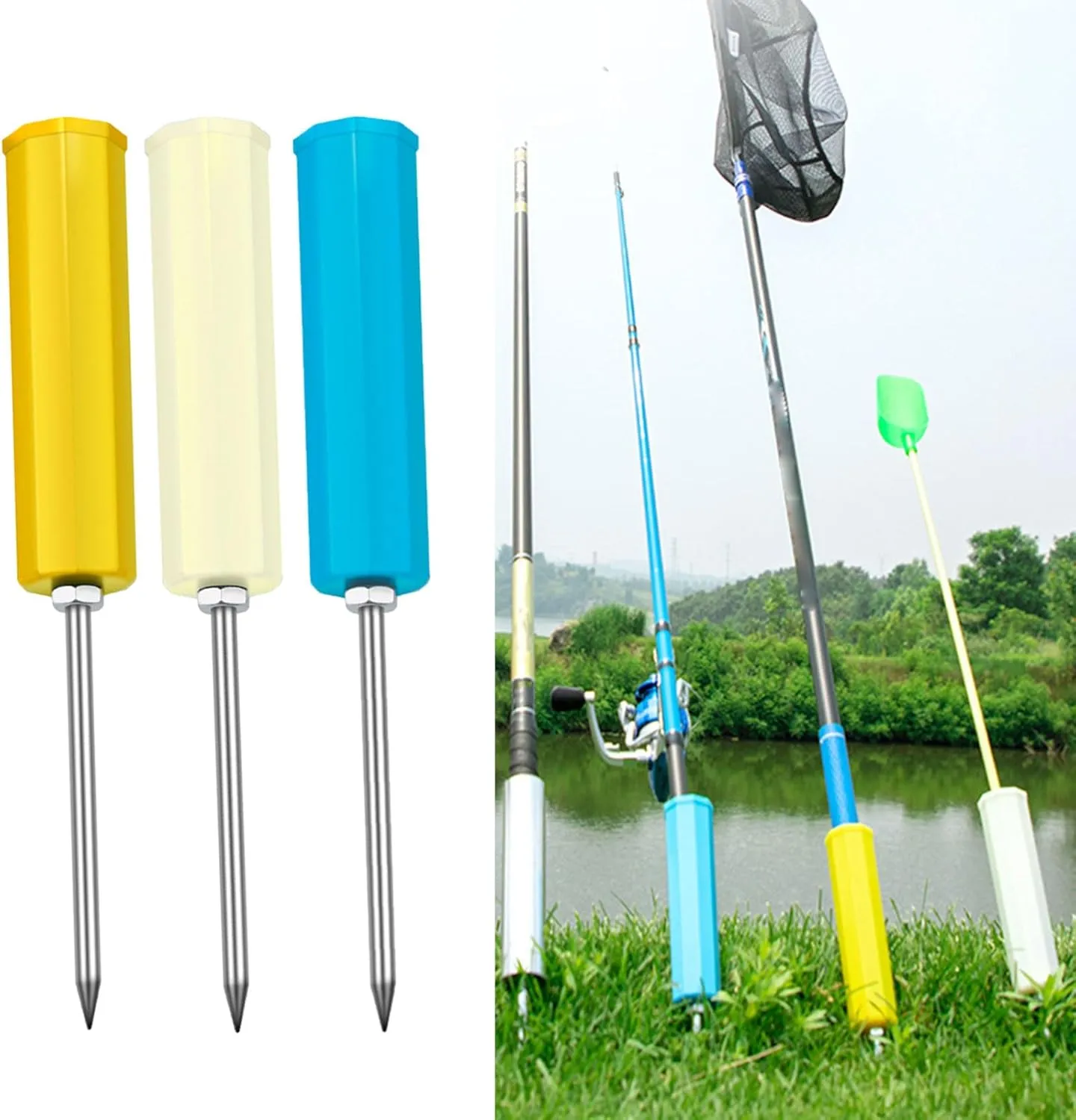 Removable Fish Rod Stand Holder Plug Insert Ground Adjustable Lightweight Fishing Ground Rod Bracket for Hiking Camping