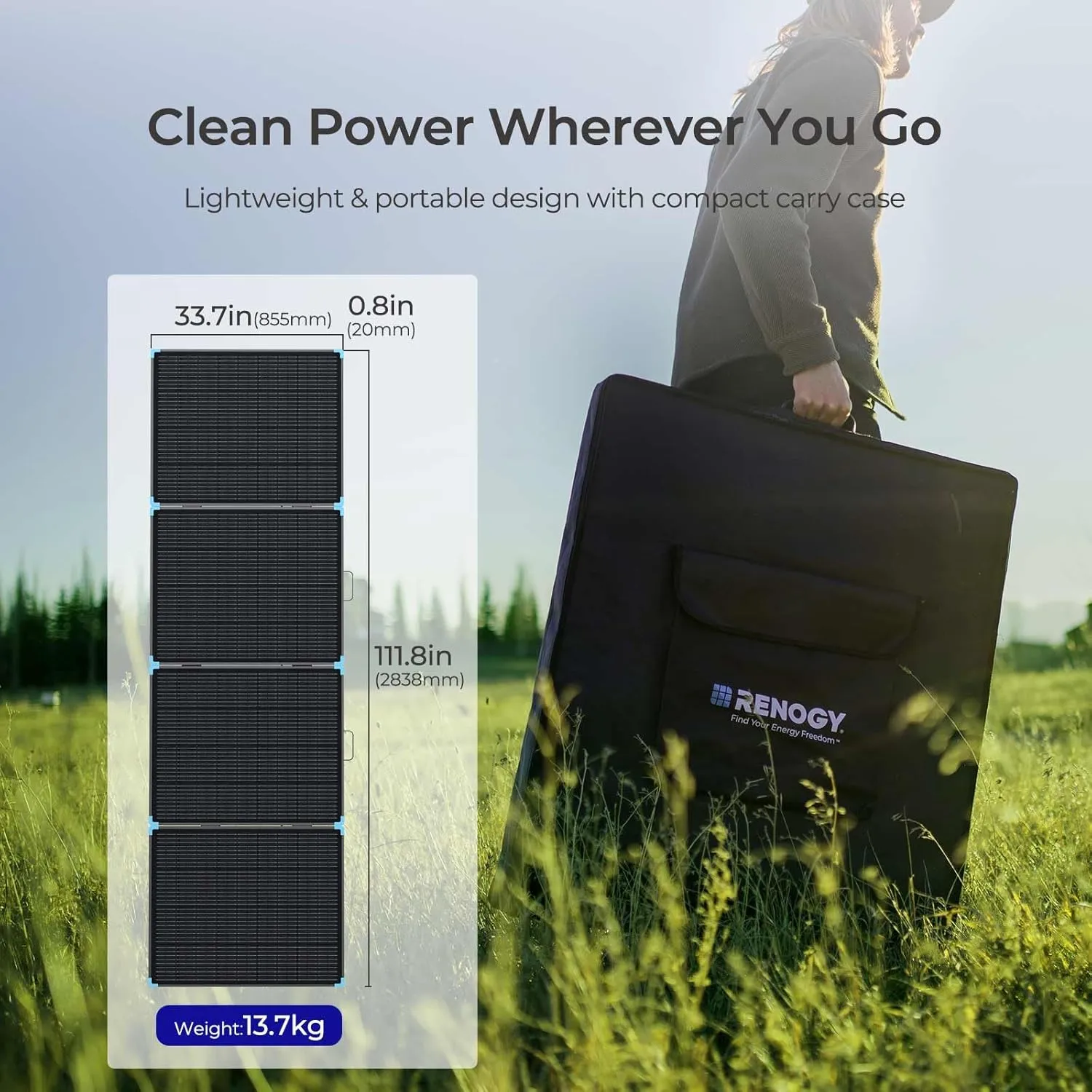 Renogy 400W Lightweight Portable Solar Suitcase, Foldable Solar Panel for Outdoor Activities, Durable & IP67 Waterproof for RV, Camping, Off-Grid, Fast Installation with Sturdy Kickstands