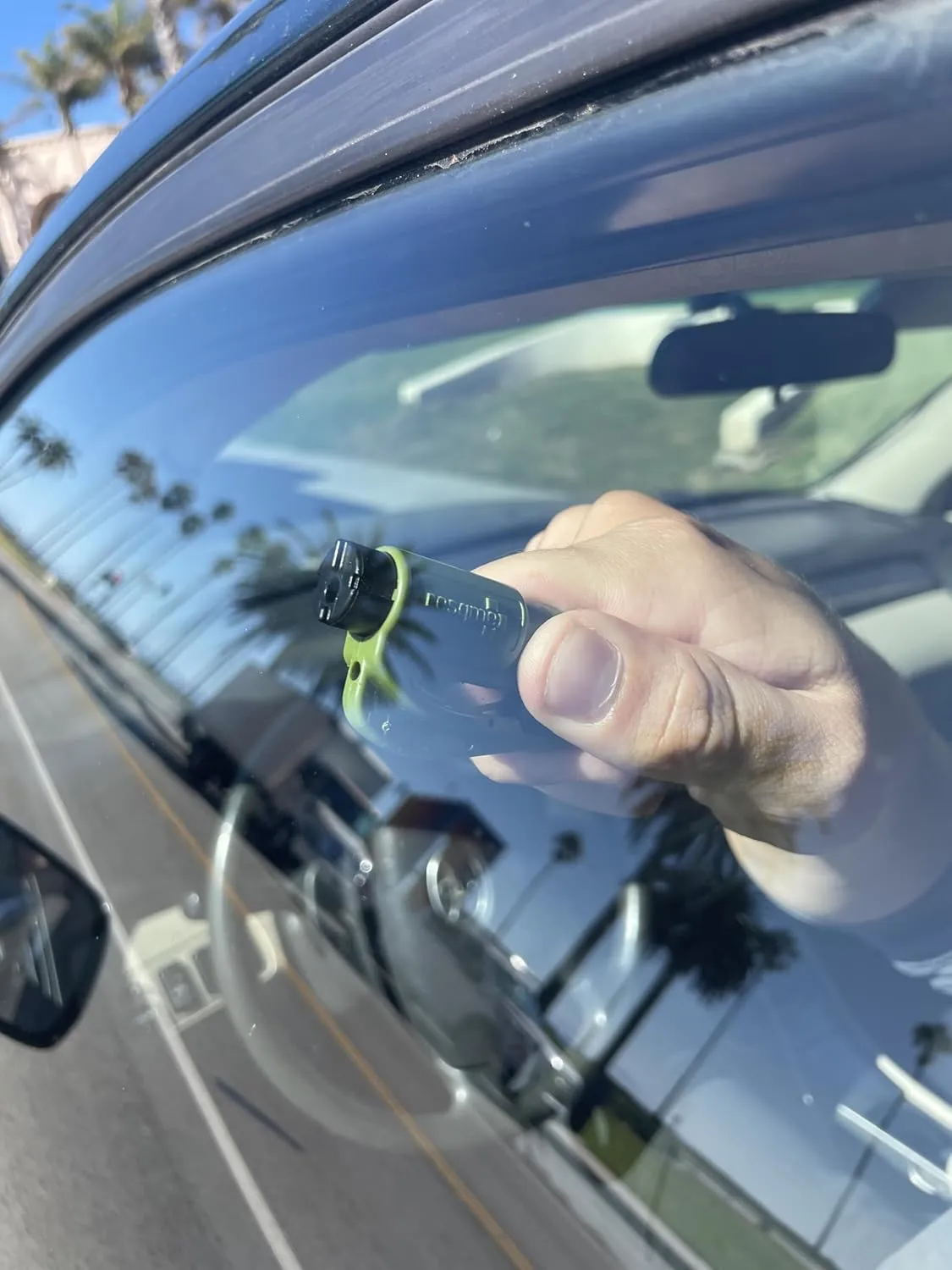 RESQME The Original Emergency Keychain Car Escape Tool, 2-in-1 Seatbelt Cutter and Window Breaker, Made in USA, Family Pack of 3, Black, White, Army Green - Compact Emergency Hammer
