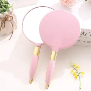 Retro Handheld Makeup Mirror Vanity Mirror Makeup Dresser with Handle Makeup Mirror Female (Color : A, Size