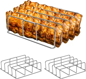 Rib Racks for Ninja Woodfire OG700 and OG751 Series Grill, Roasting Smoker Rack for Ninja OG701 7-in-1 Outdoor Electric Grill Accessories, Holds 4 Full Racks of Ribs, Stainless Steel, 2-Pack