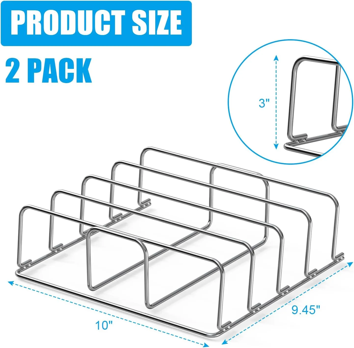 Rib Racks for Ninja Woodfire OG700 and OG751 Series Grill, Roasting Smoker Rack for Ninja OG701 7-in-1 Outdoor Electric Grill Accessories, Holds 4 Full Racks of Ribs, Stainless Steel, 2-Pack