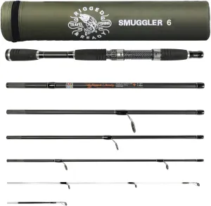 Rigged and Ready Smuggler Series Travel Fishing Rods. 6 Portable, Super Compact Spin, Bass, Carp, Lure, Rod Reel Combination and 5 Poles   Case. 2 or 4 Tips for Freshwater and Saltwater Fishing