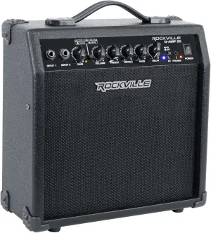 Rockville G-AMP 20W Guitar Amplifier Combo, Bluetooth, Delay, Dual Inputs, Compact Design, Lightweight, Portable, Perfect for Practice and Small Gigs