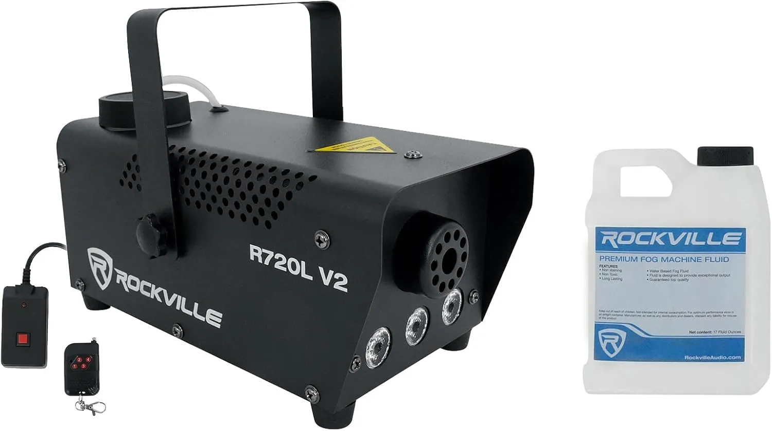Rockville R720L 440W Fog/Smoke Machine, RGB LED Lights, Wireless Remote, Timer, Perfect for DJs/Parties