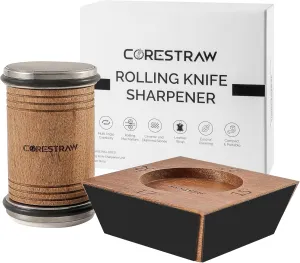Rolling Knife Sharpener Kit – Multi-Angle Kitchen Knife Sharpening Tool for Razor Sharp Edges – Diamond Roller Sharpener with Magnetic Base – 15, 17, 20, & 22 Degrees