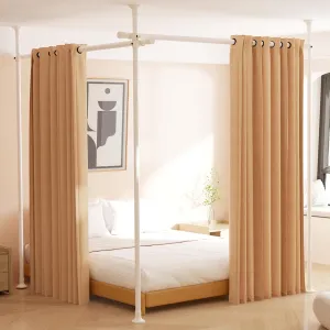 Room Divider No Drilling Curtain Rod, 4-10ft (H) 28-114inch(W) Adjustable Heavy Duty Floor to Ceiling Room Dividers Tension Rod - Damage Free for Space Partition White