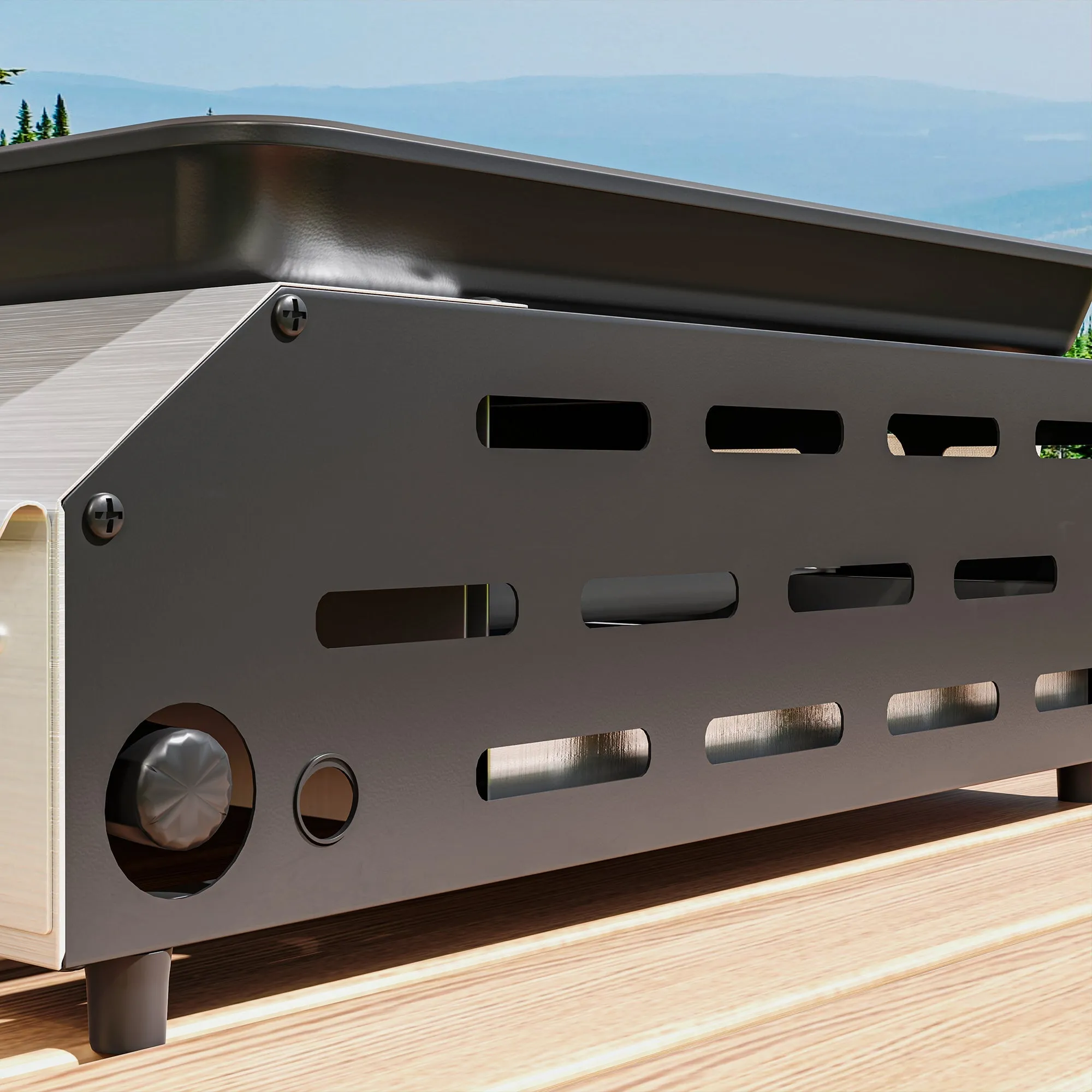 Rootz Gas Grill 4 Burner - Portable BBQ - Outdoor Cooking - Easy Cleaning - 77cm x 44.5cm x 19cm - Party Ready Solution