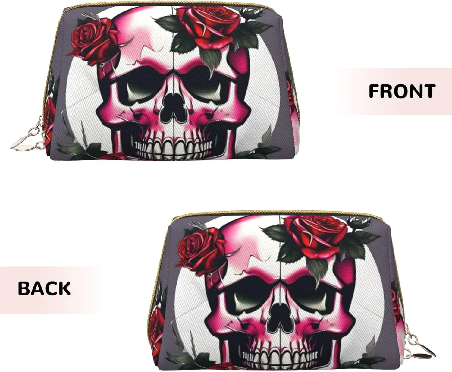 Rose Skull Toiletry Pouch, Travel-Friendly Makeup Organizer For Makeup Brushes, Lipsticks