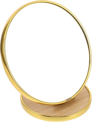 Round Makeup Mirror Desk Tabletop Foldable Metal Frame Portable Travel Vanity Mirror