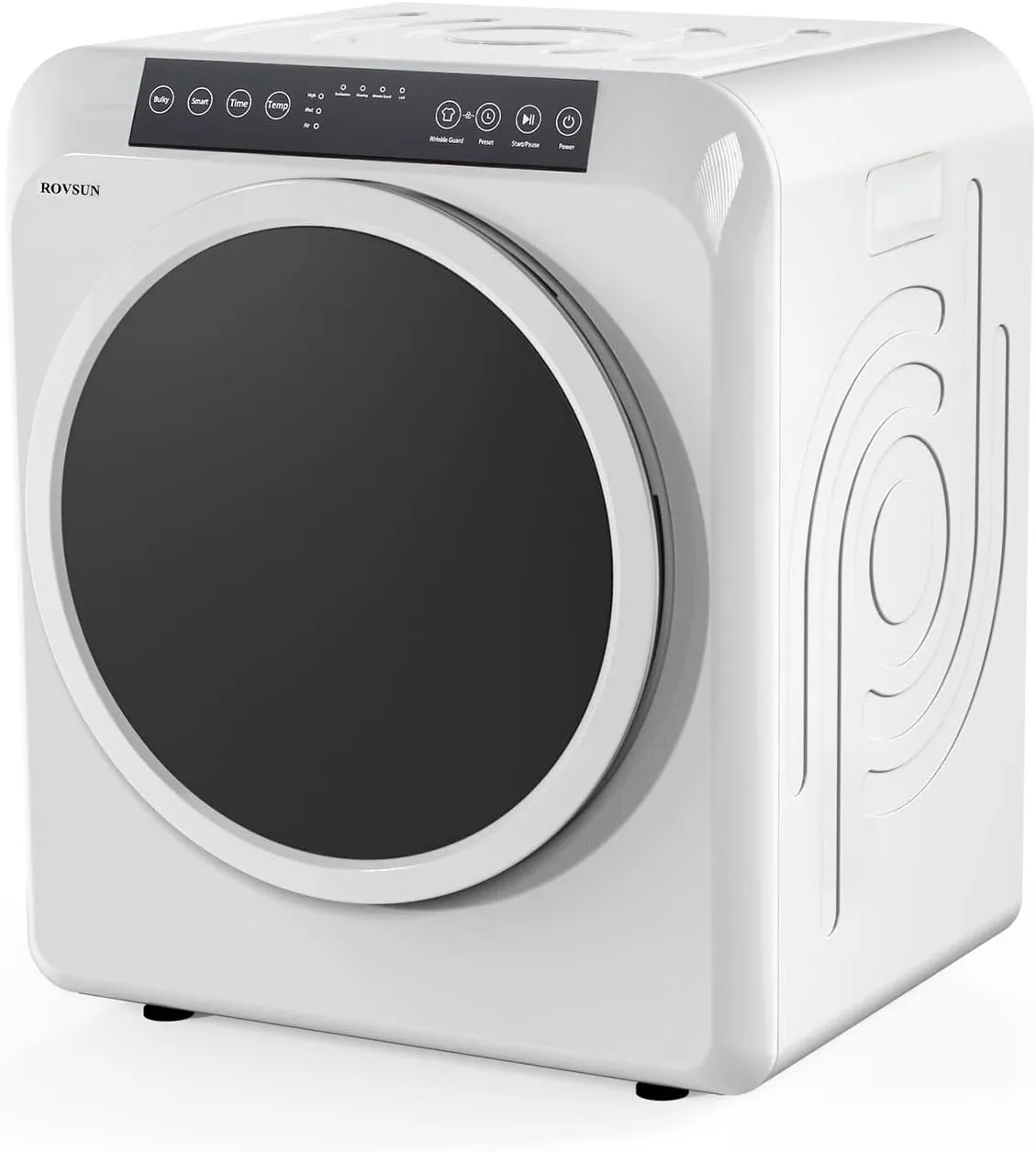 ROVSUN 13.2LB Portable Clothes Dryer, 3.5 Cu.Ft High End Front Load Tumble Laundry Dryer with LCD Touch Screen, Stainless Steel Tub for Apartment, Home, Dorm-110V, Classic White
