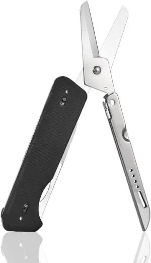 Roxon S501U Folding Pocket Scissors and replaceable Knife blade with belt clip, 2 in 1 Multi-tool for Outdoors, Camping, Hiking, Survival, Rescue, Hunting, Durable & Lightweight EDC
