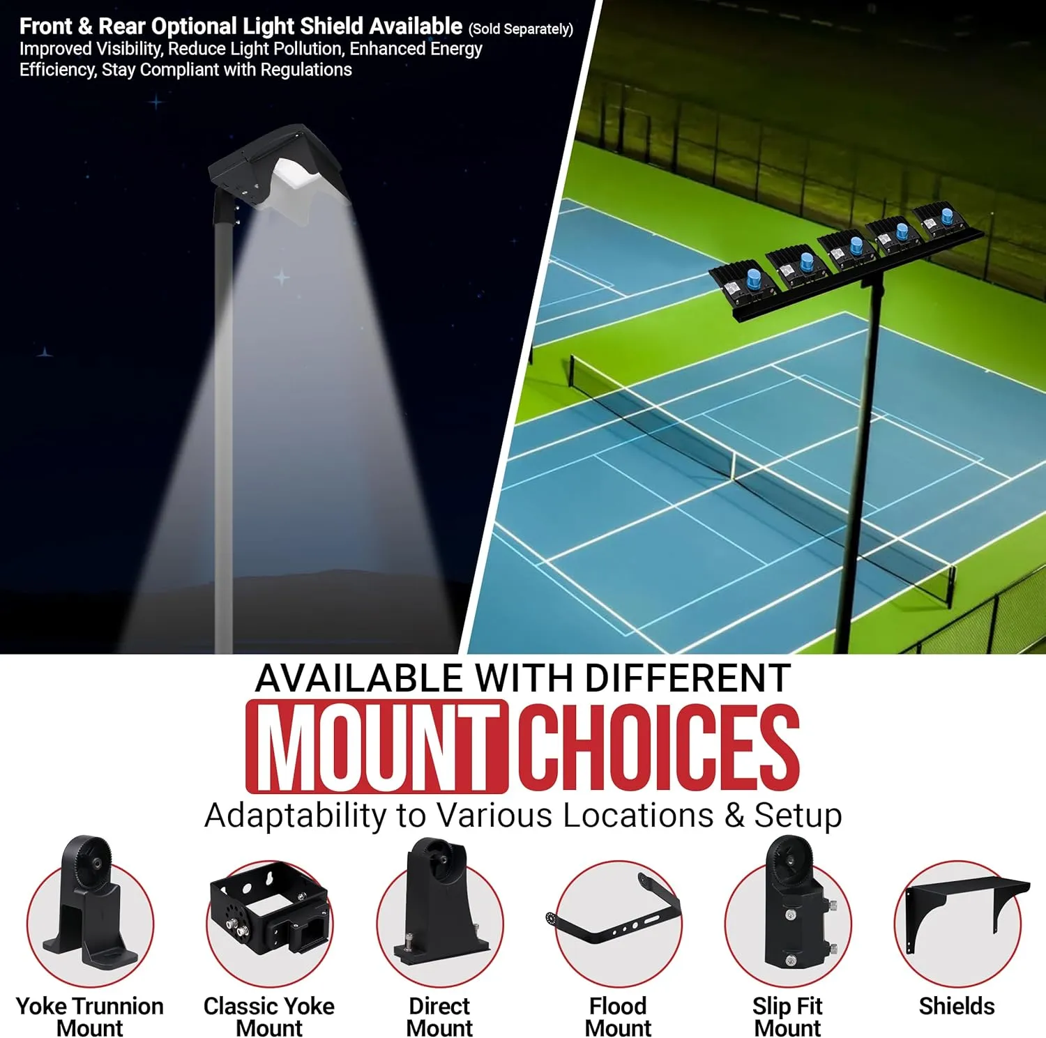 RuggedGrade 150W - NextGen IV Series LED Street Light with T2 Lens - Color Selectable 30K/40K/50K - Slip Fit - Gray