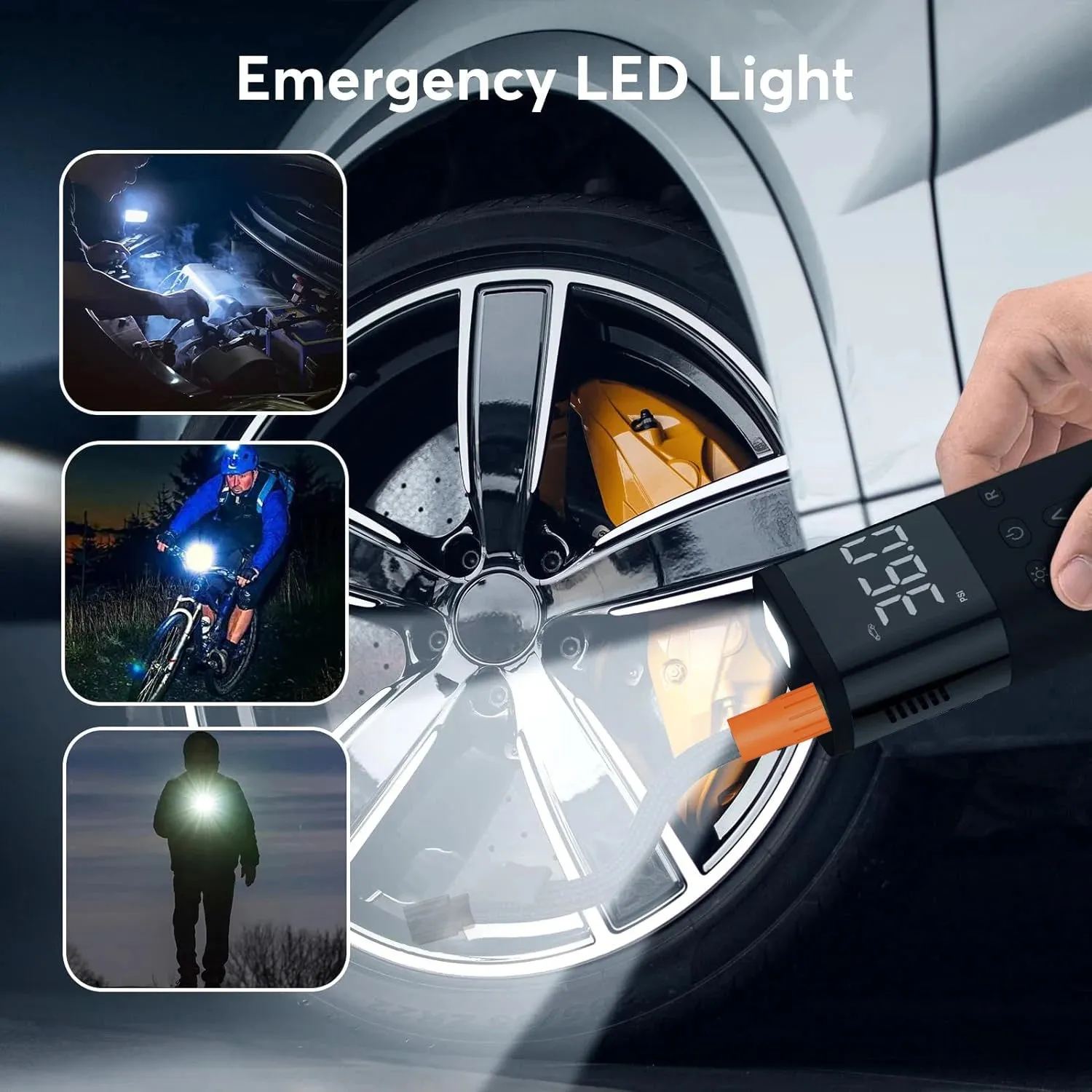 RUGGEDXGEAR | PORTABLE SMART AIR PUMP PRO - 5-IN-1 DIGITAL TIRE INFLATOR | AUTOMOTIVE & CYCLING ESSENTIAL