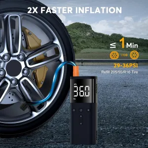 RUGGEDXGEAR | PORTABLE SMART AIR PUMP PRO - 5-IN-1 DIGITAL TIRE INFLATOR | AUTOMOTIVE & CYCLING ESSENTIAL