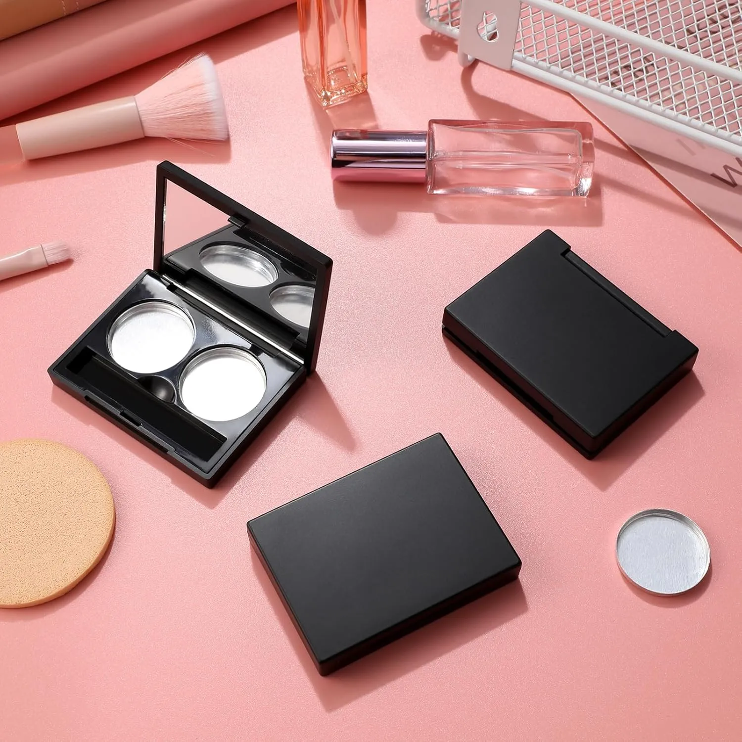 SAFIGLE 3 Sets Empty Eyeshadow Case Makeup Containers with Each for DIY Press Eyeshadow Lipstick Blush Crafts Compact and Design