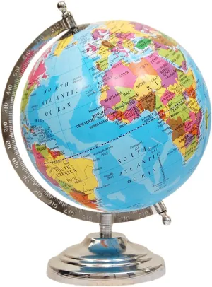 Samyuktha Educational/Antique Globe with Chrome Finish Arc and Base/World Globe/Home Decor/Office Decor/Gift Item / 8 inches (New Sky Blue)