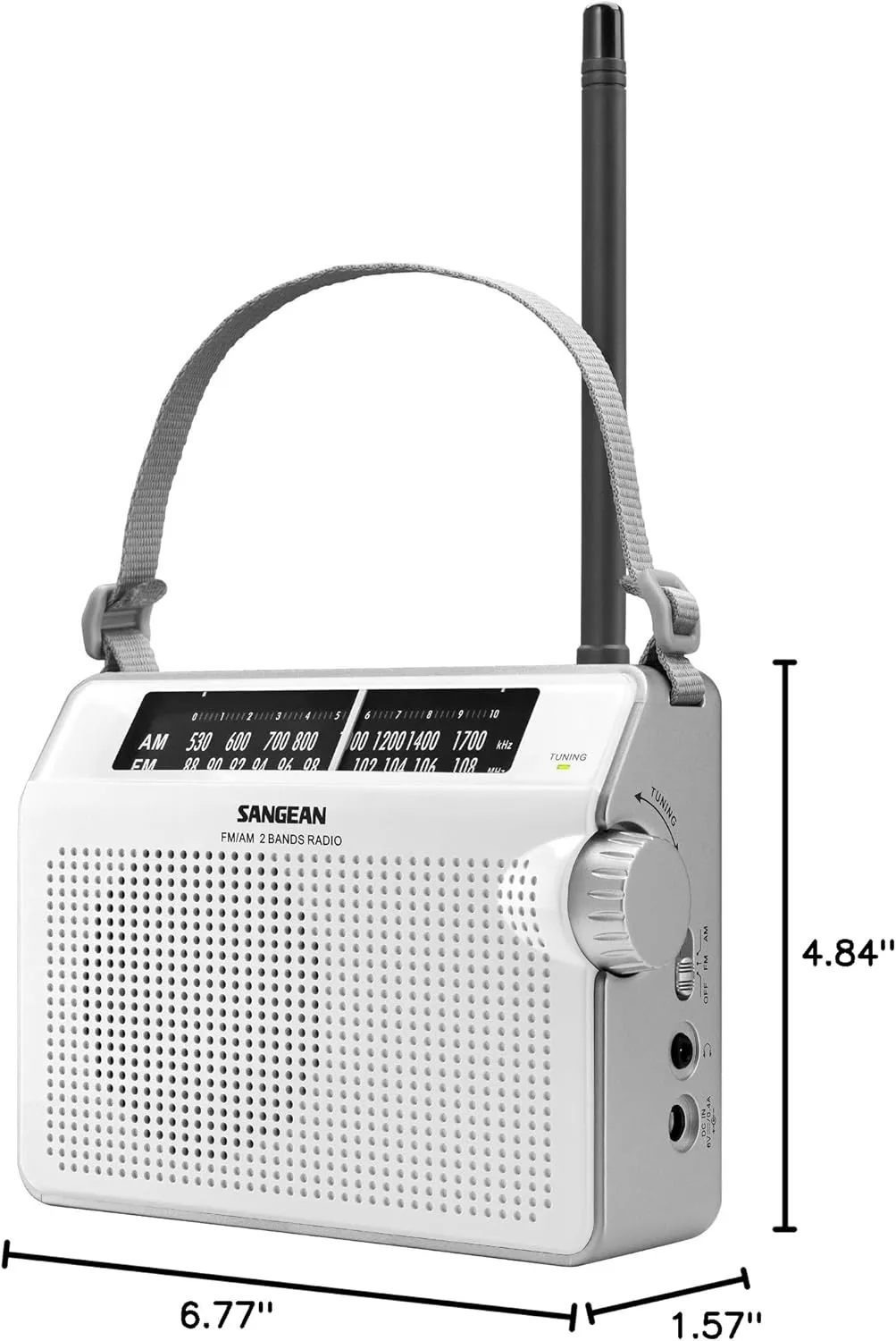 Sangean PR-D6WH AM/FM Compact Analog Portable Radio