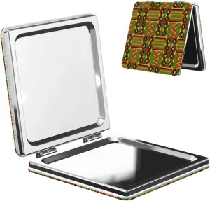 Seamless Kente Pattern Women Small Pocket Makeup Mirror Compact Portable Folding Handheld Makeup Mirror