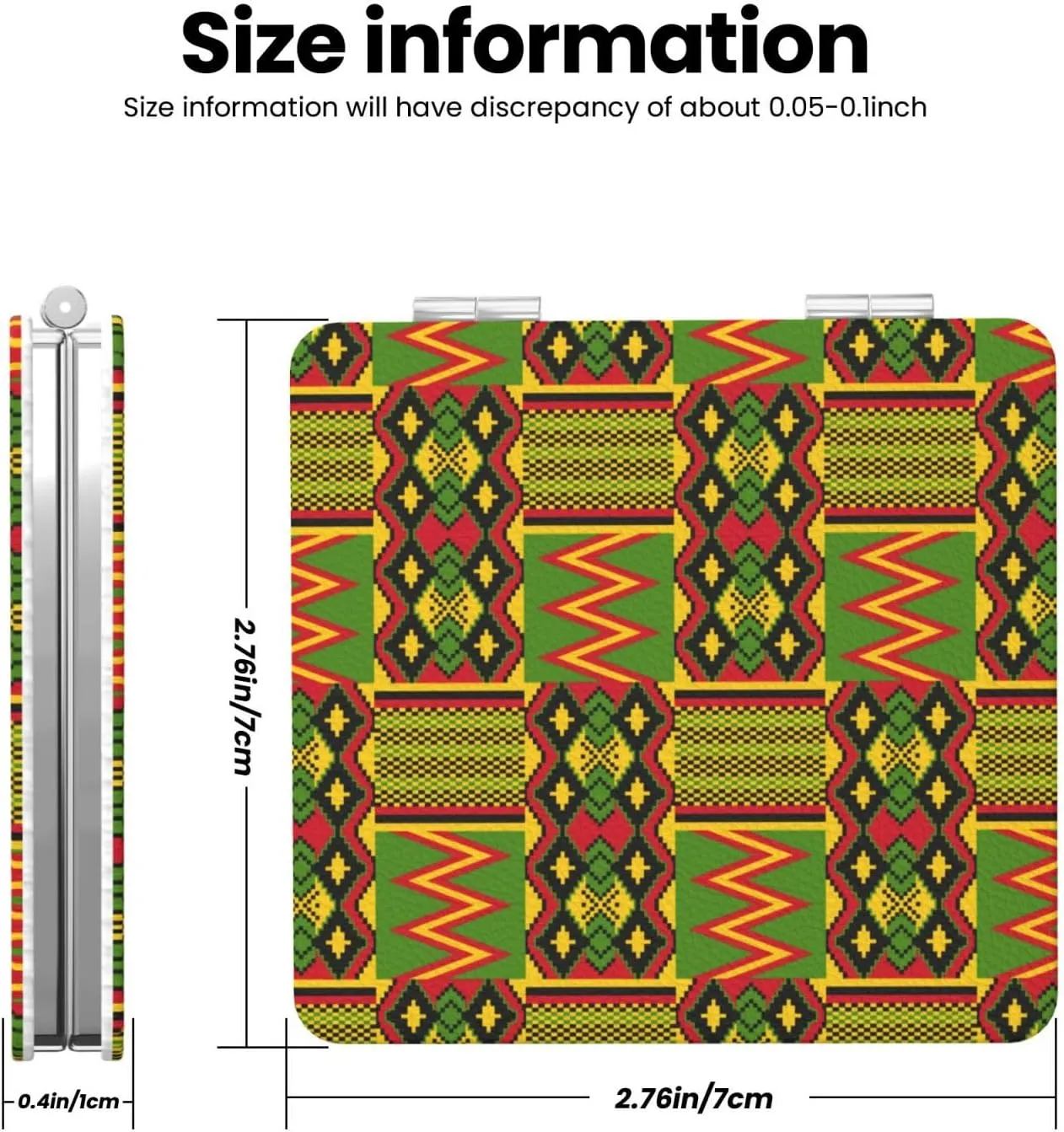 Seamless Kente Pattern Women Small Pocket Makeup Mirror Compact Portable Folding Handheld Makeup Mirror