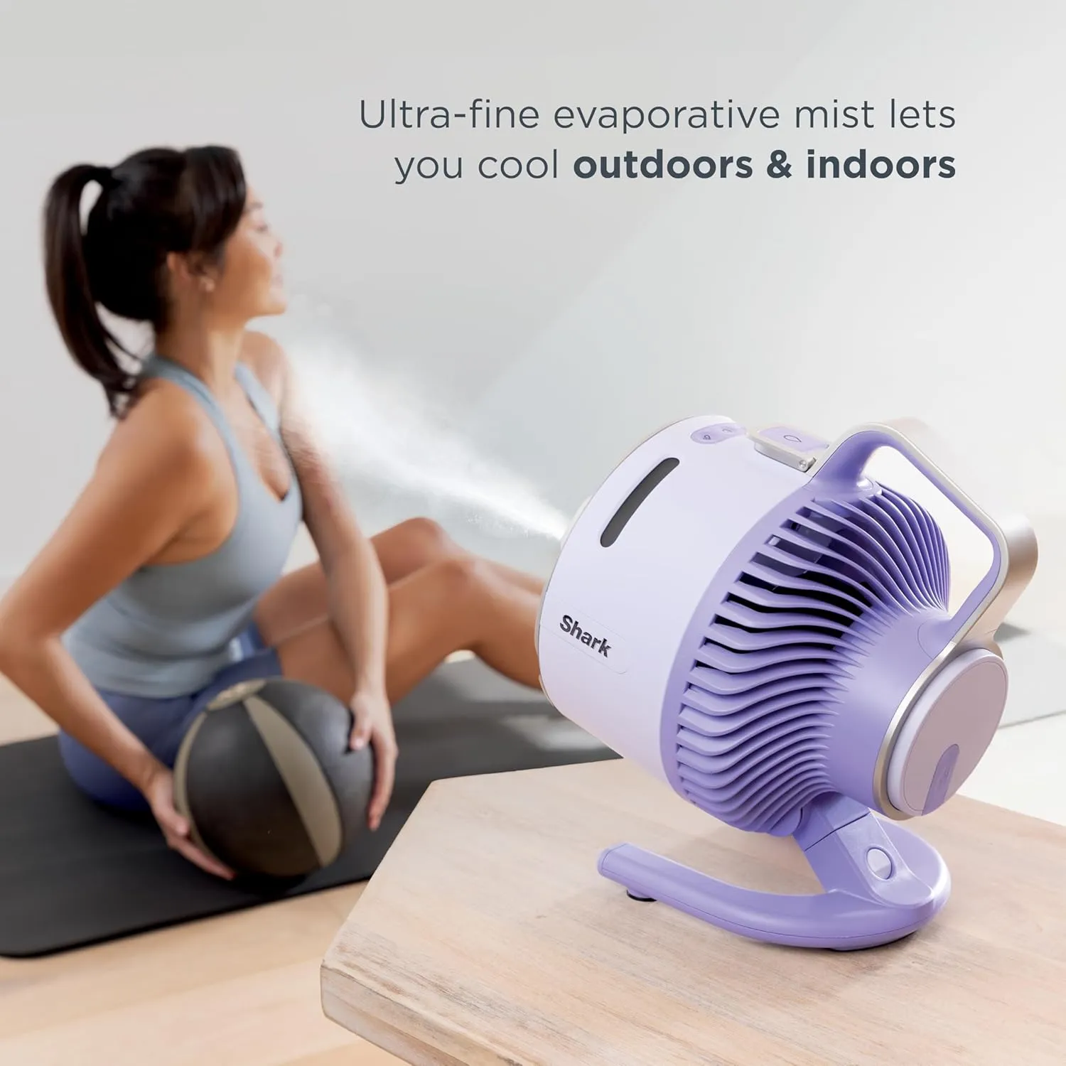 Shark FlexBreeze HydroGo Fan   Car Charger — Ultra-powerful portable fan that mists indoors & outdoors. Up to 70 feet, up to 12-hr. battery, 5 speeds, breeze modes & misting, Grey, FA052QDG