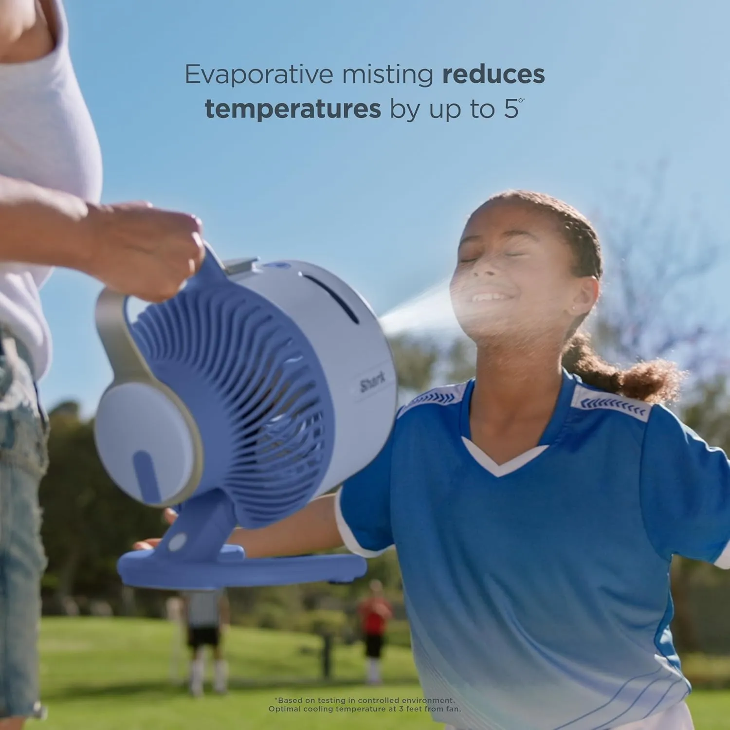 Shark FlexBreeze HydroGo Fan   Car Charger — Ultra-powerful portable fan that mists indoors & outdoors. Up to 70 feet, up to 12-hr. battery, 5 speeds, breeze modes & misting, Grey, FA052QDG