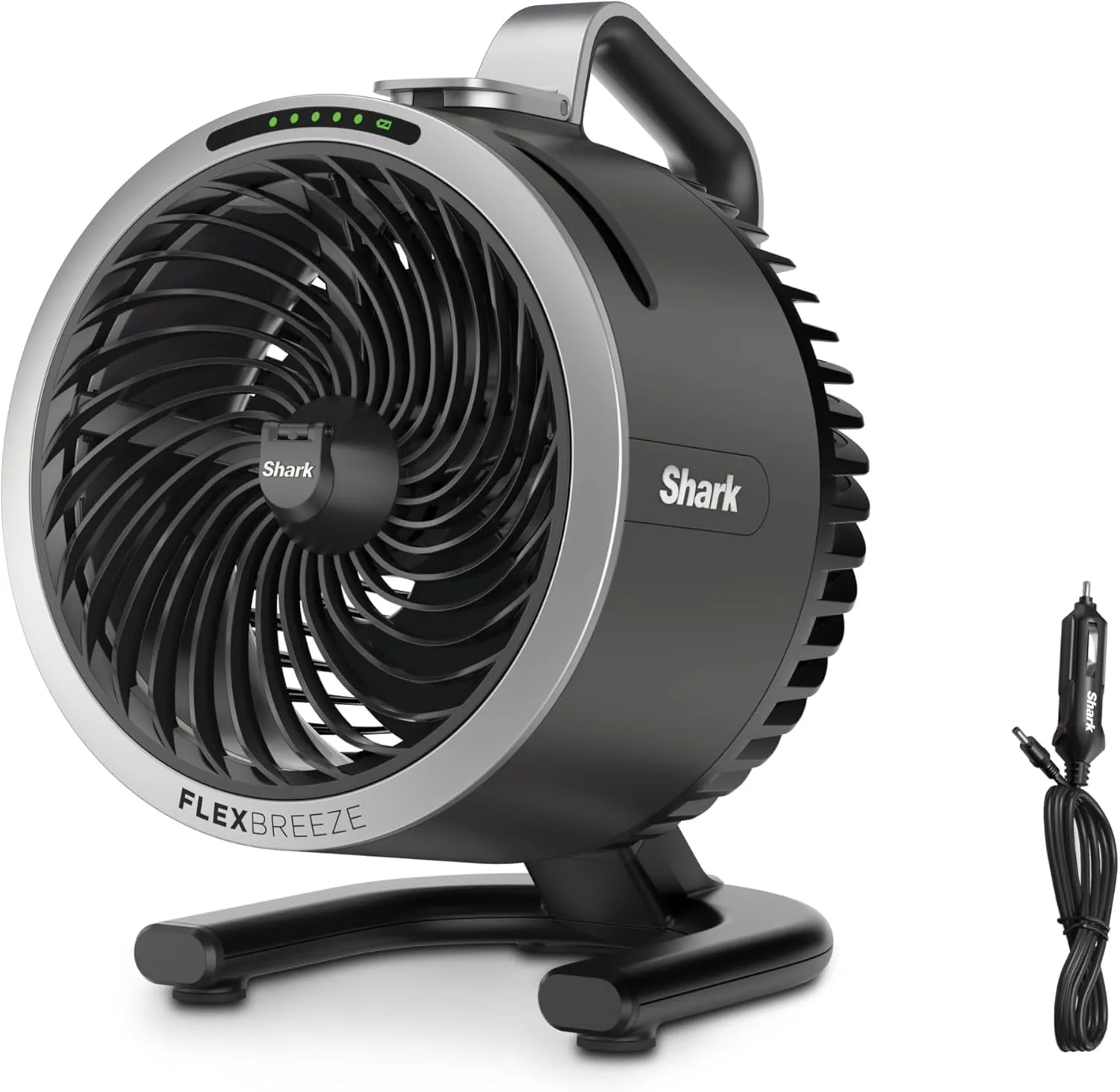 Shark FlexBreeze HydroGo Fan   Car Charger — Ultra-powerful portable fan that mists indoors & outdoors. Up to 70 feet, up to 12-hr. battery, 5 speeds, breeze modes & misting, Grey, FA052QDG
