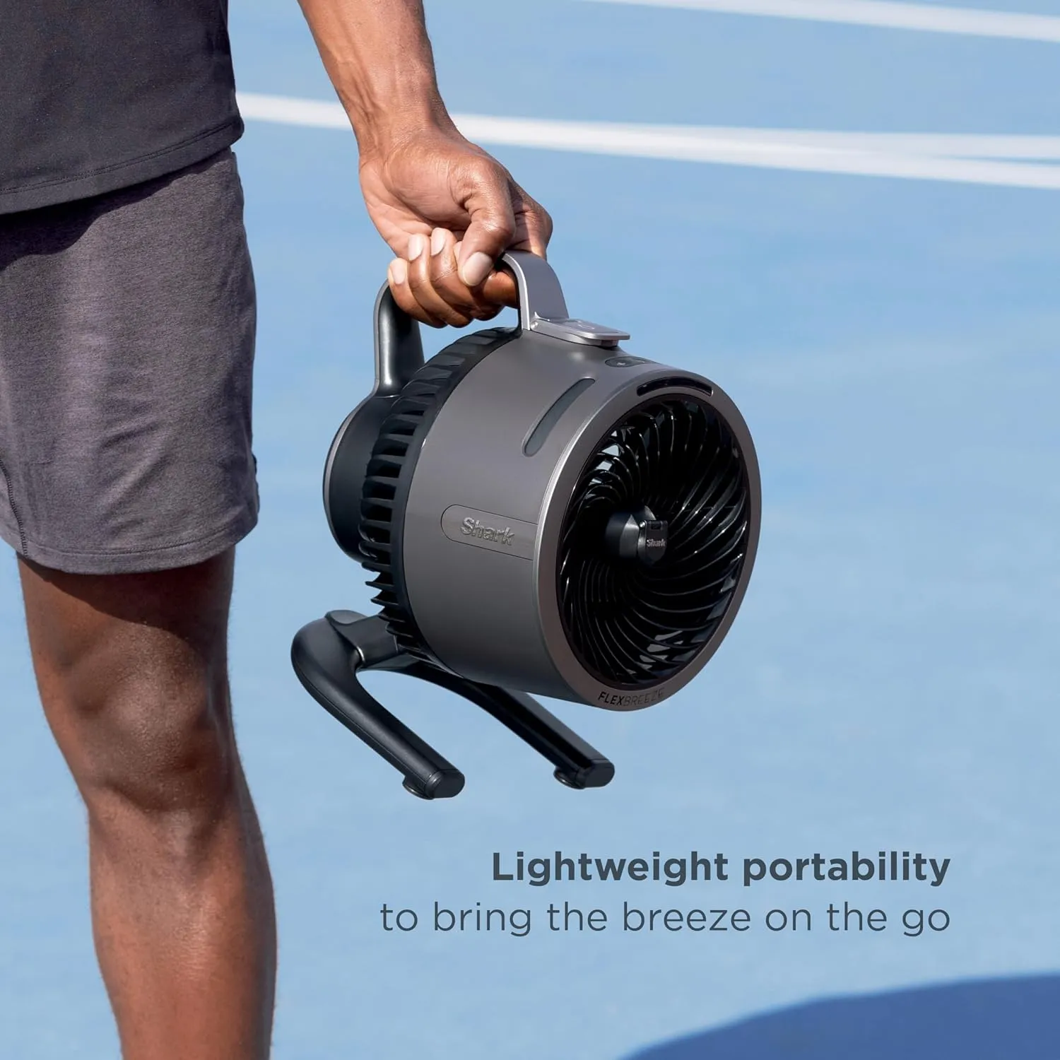 Shark FlexBreeze HydroGo Fan   Car Charger — Ultra-powerful portable fan that mists indoors & outdoors. Up to 70 feet, up to 12-hr. battery, 5 speeds, breeze modes & misting, Grey, FA052QDG