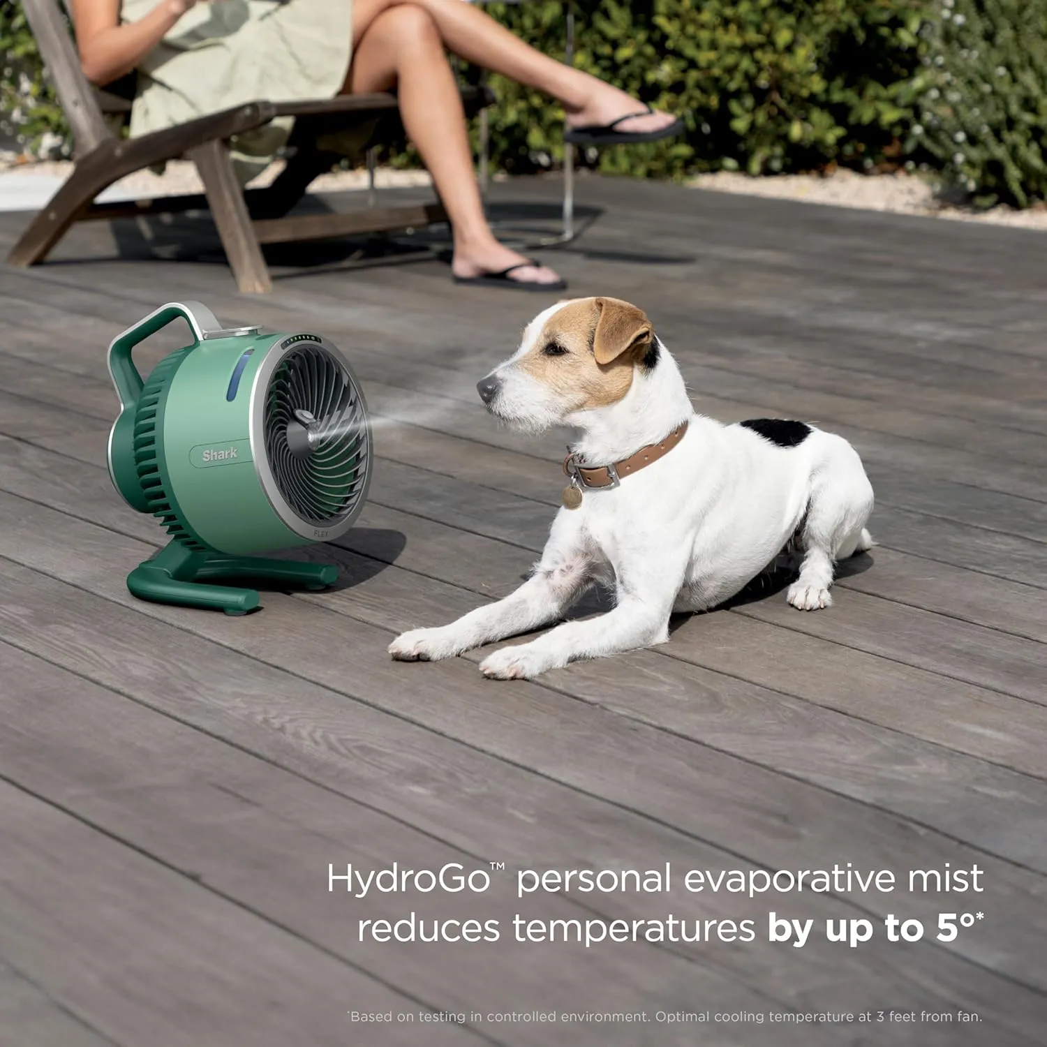 Shark FlexBreeze HydroGo Fan   Car Charger — Ultra-powerful portable fan that mists indoors & outdoors. Up to 70 feet, up to 12-hr. battery, 5 speeds, breeze modes & misting, Spruce, FA052QGN