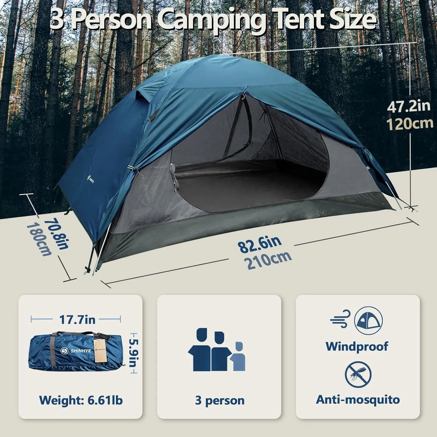 ShinHye Backpacking Tent for Camping, 1/2 Person Ultralight Backpacking Tent Easy Setup Tents Waterproof Lightweight Hiking Tents for Outdoor